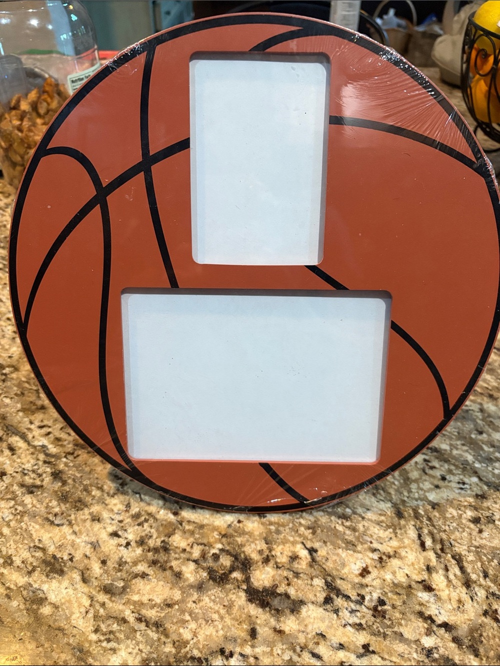 Basketball-Themed Orange Double Photo Frame - 1 foot diameter